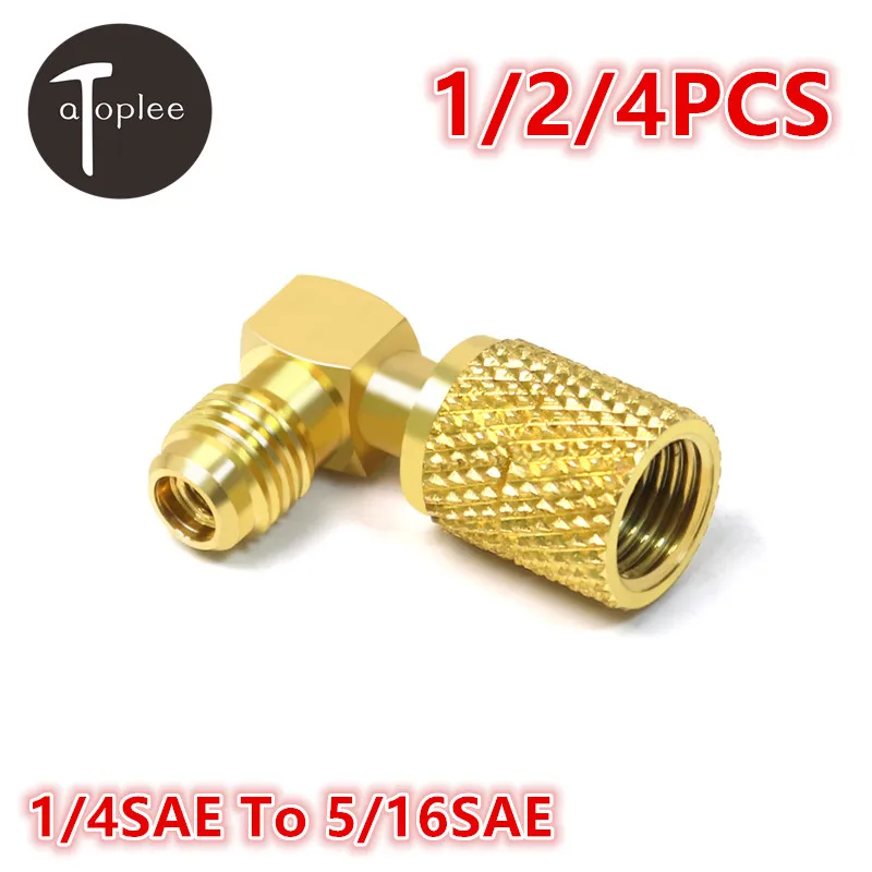 1/2/4PCS 1/4SAE To 5/16SAE Refrigeration Adapter Connector Adaptor For R410a Gauges Hose Air Condition Connector