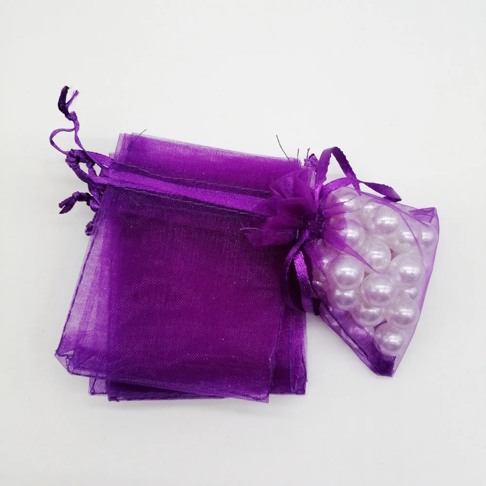 500pcs Organza-Bags Dark Purple Organza Gift Bags For Jewelry Packaging Display Christmas Wedding Jewelry Storage Drawstring Bag