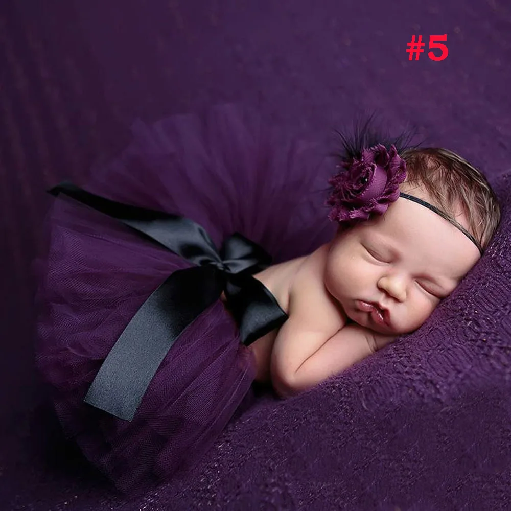 Princess Newborn Tutu and Vintage Flower Headband Newborn Baby Photography Prop Tutu Sets For Baby Girls Photo Props TS001