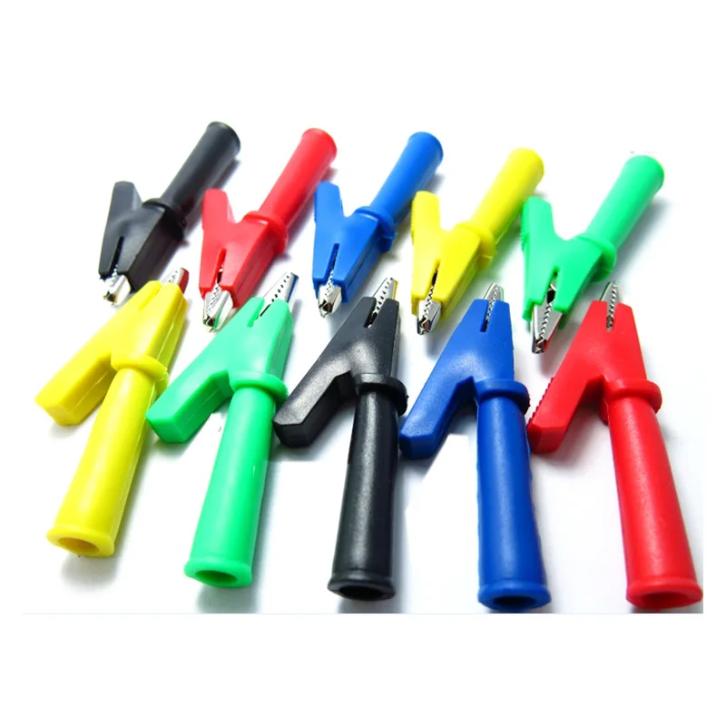 20pcs/lot 20A Alligator Clip Test Clip Red/Black/Yellow/Blue/Green Color with 4mm Jack Opening 5mm