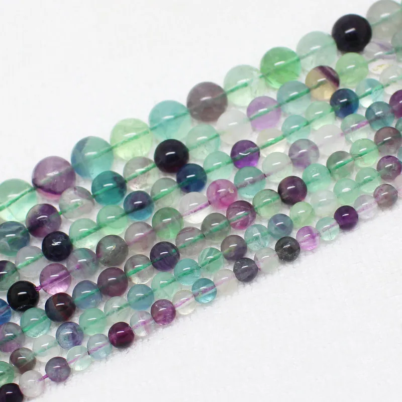 Natural Beautiful Fluorite 6,8,10,12,14mm Round Loose Beads 15\