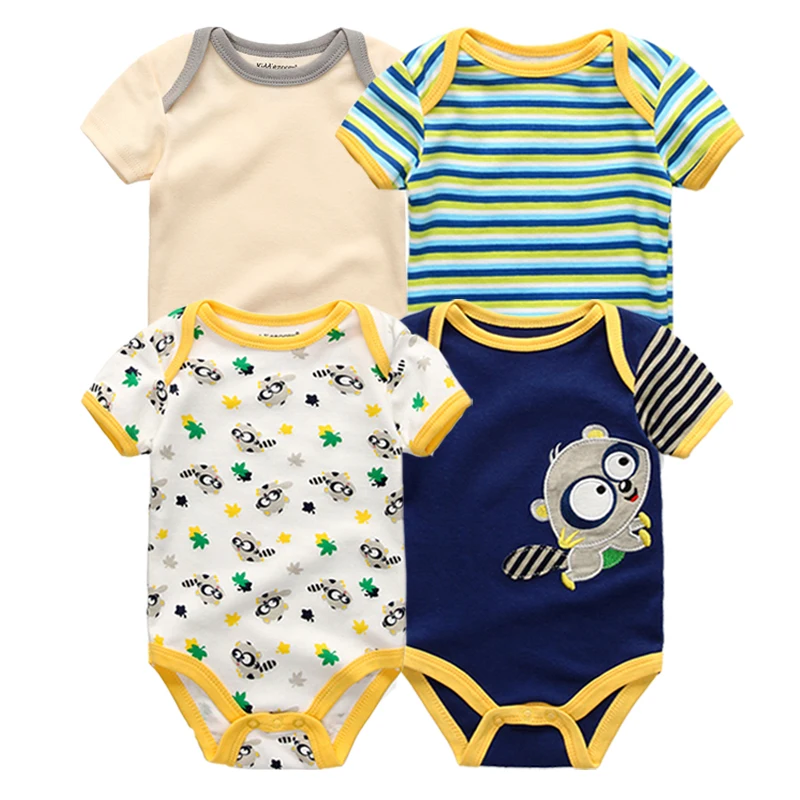 

4pcs/pack 0-12m short-Sleeve Baby body suits Infant cartoon bodysuits for boys girls jumpsuits Clothing 2022 newborn clothes