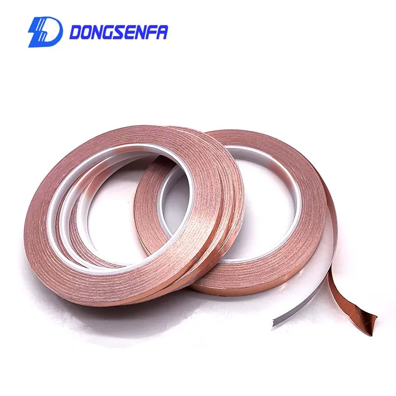 DONGSENFA 20 Meters Single Side Conductive Copper Foil Tape Strip Adhesive EMI Shielding Heat Resist Tape 5mm 6mm 8mm 10mm