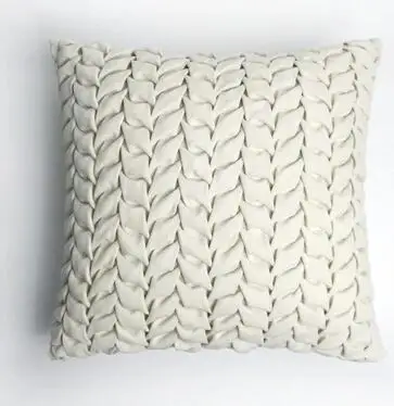 simple modern style solid color cream white pillowcase Nordic style beige tweezers pleated cushion cover home decor