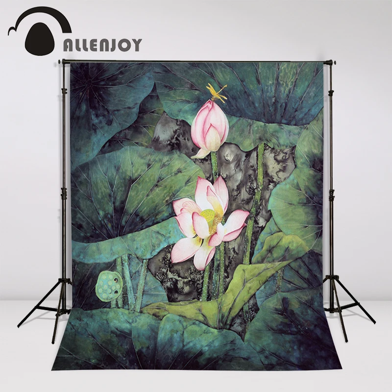 Vinil foto estúdio fundo vento chinês lótus pintura paisagem backdrops foto papel fotográfico