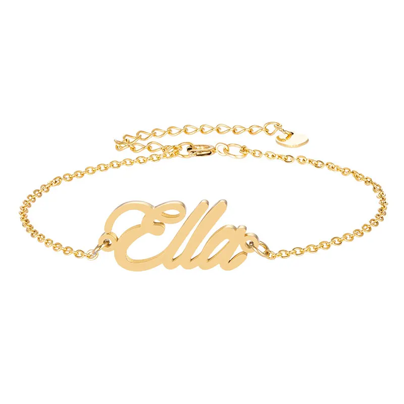 Design Name Ella Bracelets for Women Personalize Charm Girl Jewelry Pulseira Masculina Handwriting Words Christmas Gift