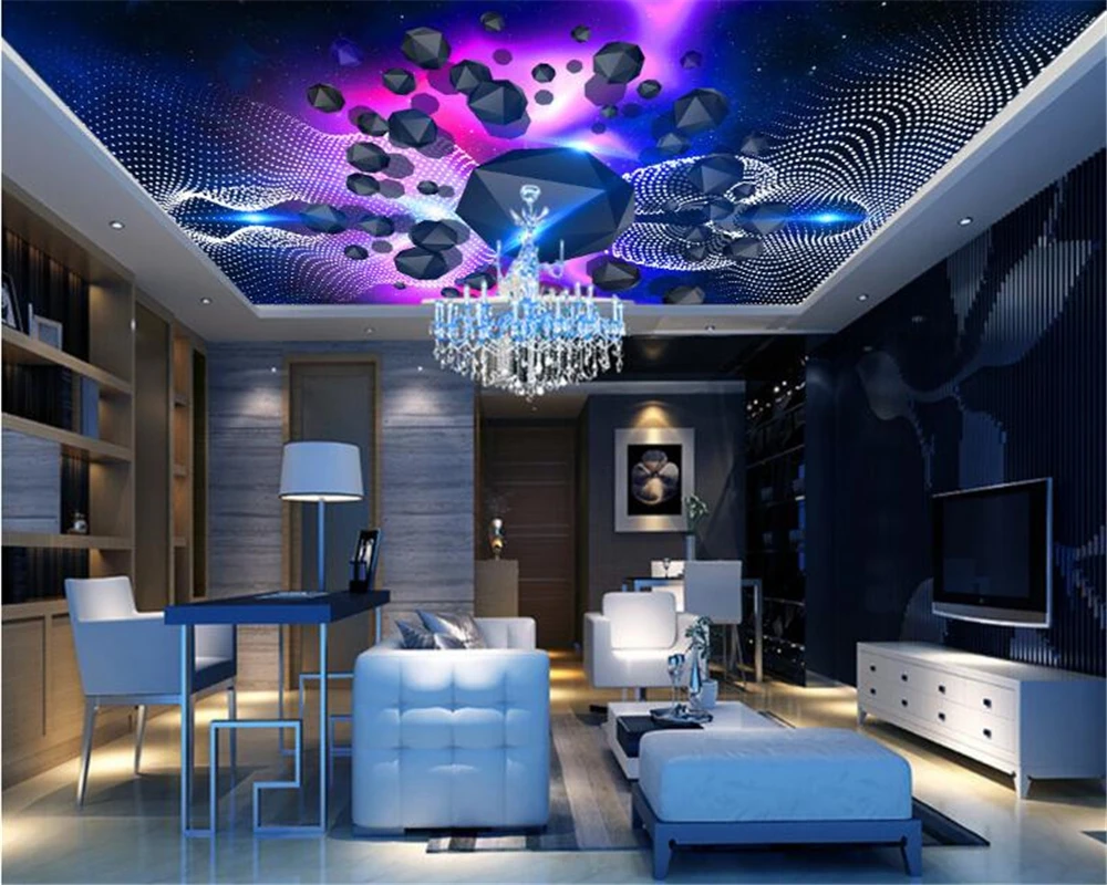 beibehang Fashion advanced personality decorative wallpaper colorful sky universe Galaxy dream room ceiling painting wall paper