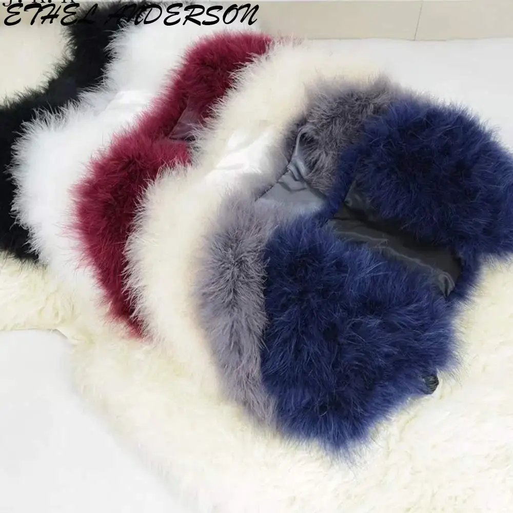 White Ostrich Feather Fur Shrugs For Women Bridal Party Fur Shawl Cape Wrap Marriage Shrug Bride Winter Wedding Party Boleros