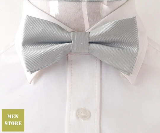 Gray Silver Dots Men Bow tie Pre-tied Tuxedo Necktie Woven Groom Wedding Mariage Party BowTie Neckwear BE004