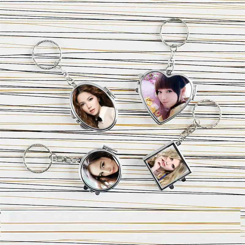 

sublimation blank metal keychains for women men fashion makeup mirrors keychains for heat transfer materials new style