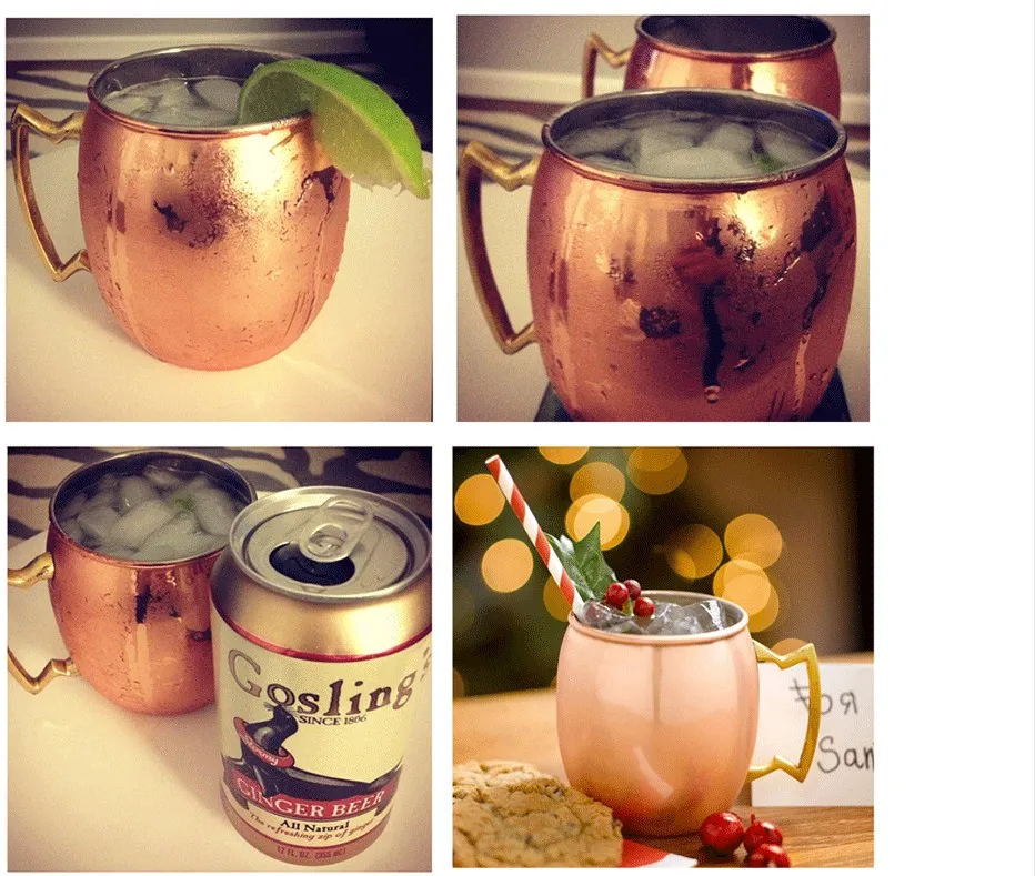 Perfect Smooth Moscow Mule Mug Drum- copper plated Beer Cup Coffee Cup Stainless Steel-copper Plated cup