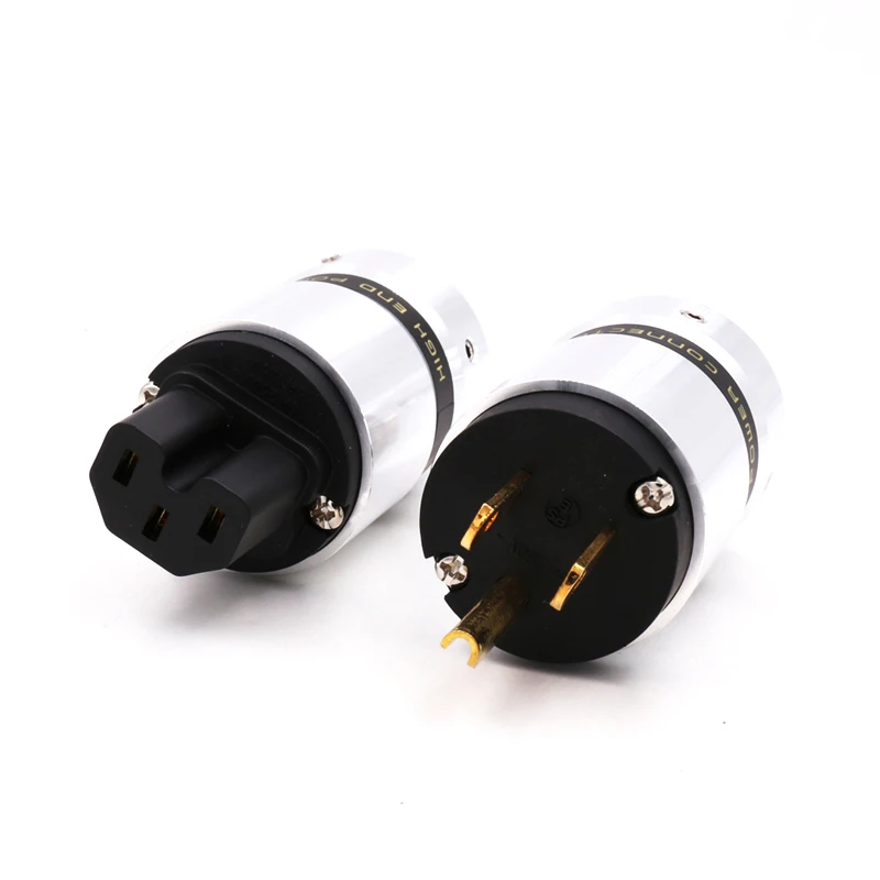 1 paar 18mm Hifi audio AMP rhodium/goud/plated US AC powercable extension stekkers IEC connector