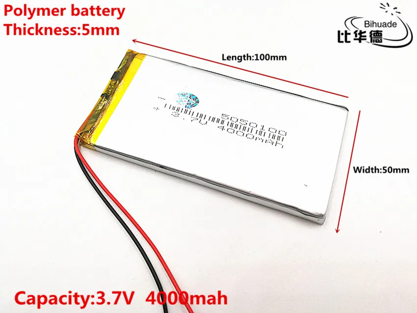 5 cái/lốc 5050100 3.7 V 4000 mAh lithium polymer có thể sạc lại li ion pin cho GPS DVD PDA