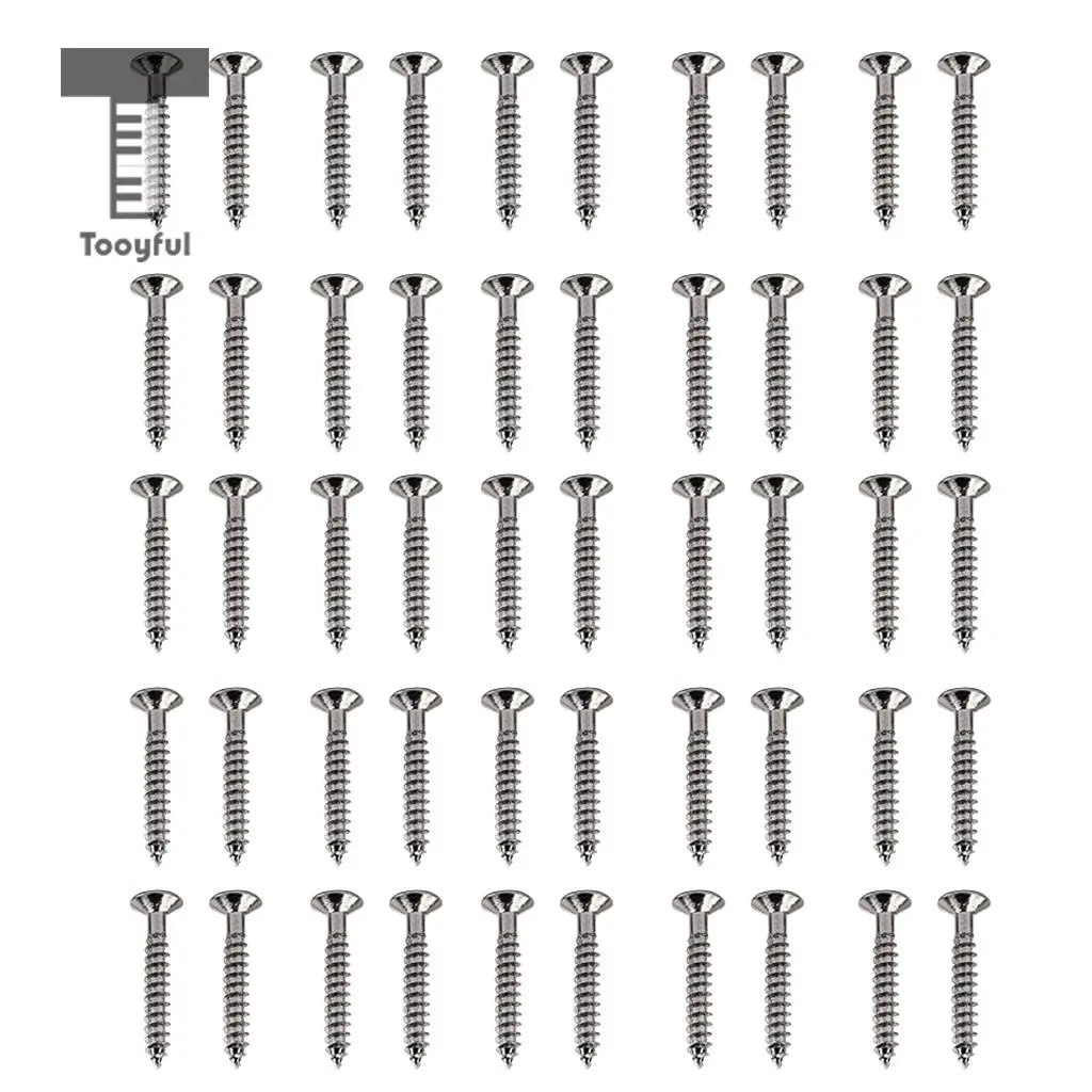 Tooyful 50pcs Nickel Guitar Bridge Screws Tremolo Bridge Mounting Screws for Electric Guitar Bass Parts