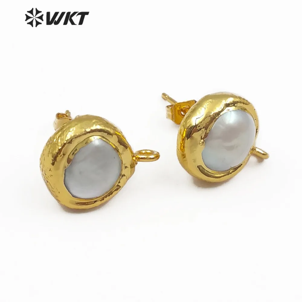 JF301 Natural Freshwater Pearl Earring Finding 10MM Round  Shape Pearl For Women Making Dainty Jewelry Earring Back