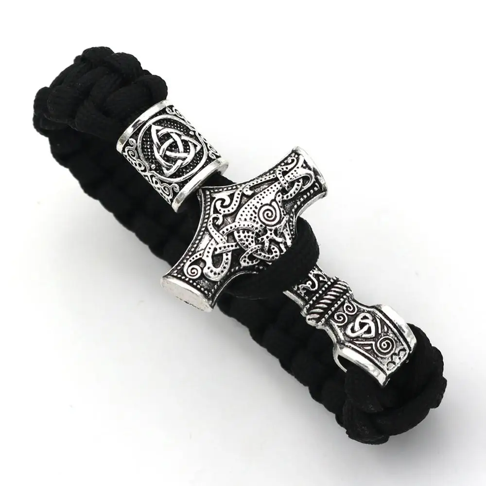 Thor\'s Hammer Mjolnir bracciale Viking scandinavo Norse Viking bracciale Rune Charms Bead Jewelry uomo donna braccialetti bracciali