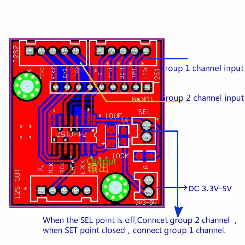 I2S Iis Selecteren Input Board Voor 2 Manieren Audio Versterker Schakelaar Module Kan Gebruikt Als Buffer Iis Selecteren Input Board