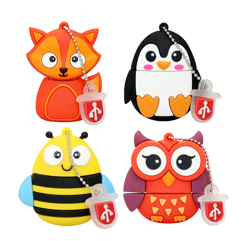 

Mini Cute Penguin Owl Fox Pen Drive Cartoon Bee Usb Flash Drive Pendrive 4GB/8GB/16GB/32GB U Disk Flash Animal Memory Stick Gift