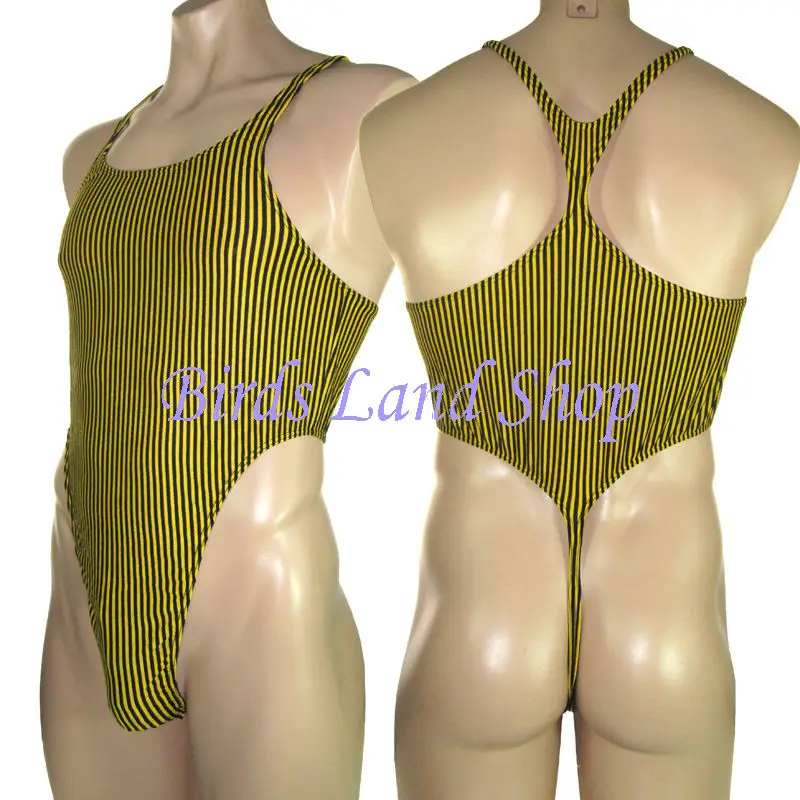 

Mens bodysuit Thong Leotard cotton poly spandex High Cut Race Back G828CR 13cm side