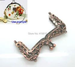 Free Shipping-2PCs Metal Frame Kiss Clasp Lock Handle DIY Handmade For Purse Bag Parts Accessories Copper Tone 11x6.5cm J1623