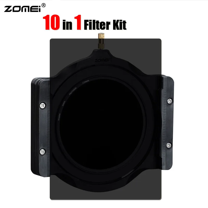 10 in 1 Zomei 100x150mm Gradient + Full Color ND2 ND4 ND8 ND16 + 100mm Multifunctional Filter Holder + 77mm Ring for Cokin Z LEE