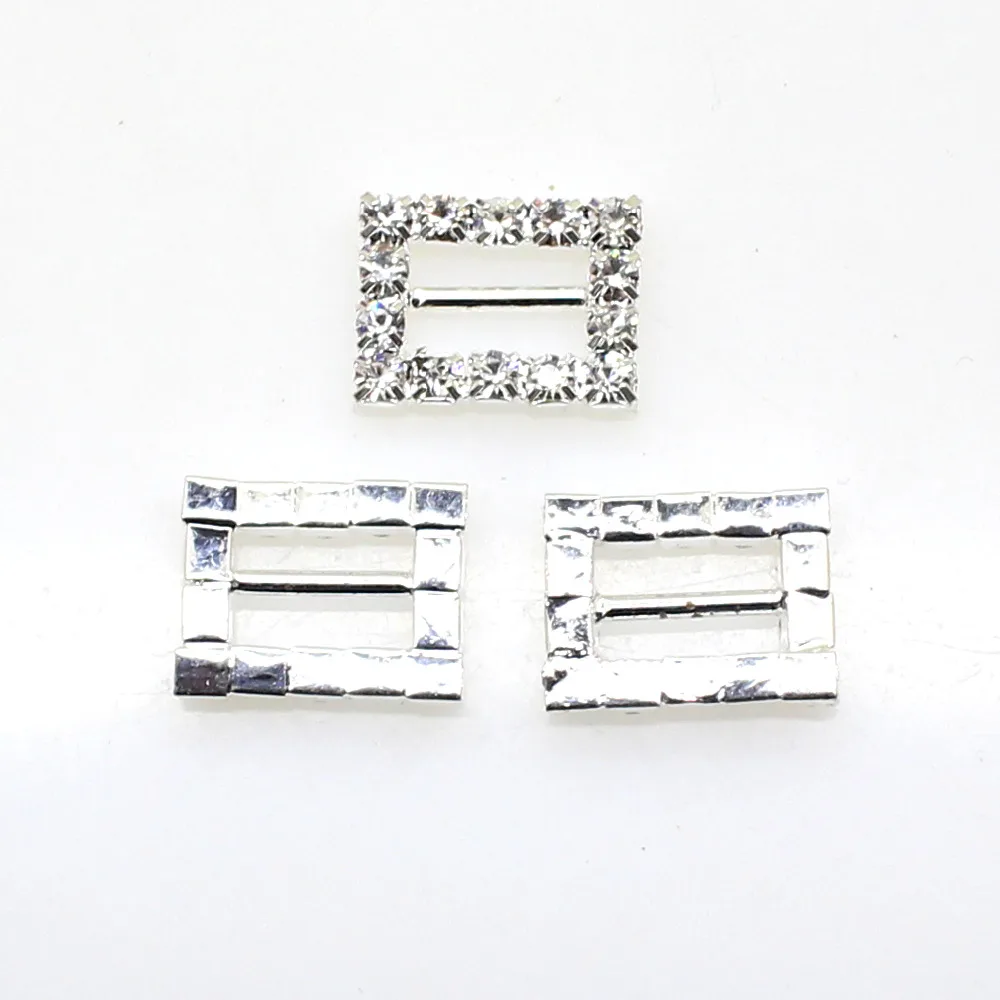 ZMASEY Sale Price 10pcs/Lot 16*12MM Rectangle Crystal Rhinestone Buckle Invitation Ribbon Slider Wedding Card Decoration