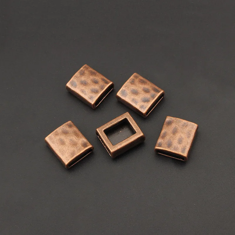 10pcs/lot Hammered Slider Spacer Beads For 10*2mm Flat Leather Bracelet Jewelry Findings Accessories Making