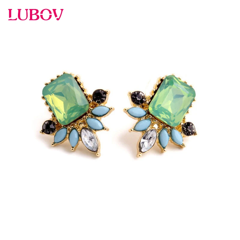 Women's 2018 fashion earrings gorgeous New brand sweet metal with gems stud crystal earring for women girls