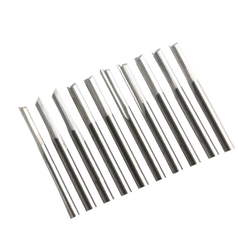 10pcs 3.175*3.0*12mm Solid Carbide 2 Flute Straight Router Bits CNC Cutter Wood Tools From Factory