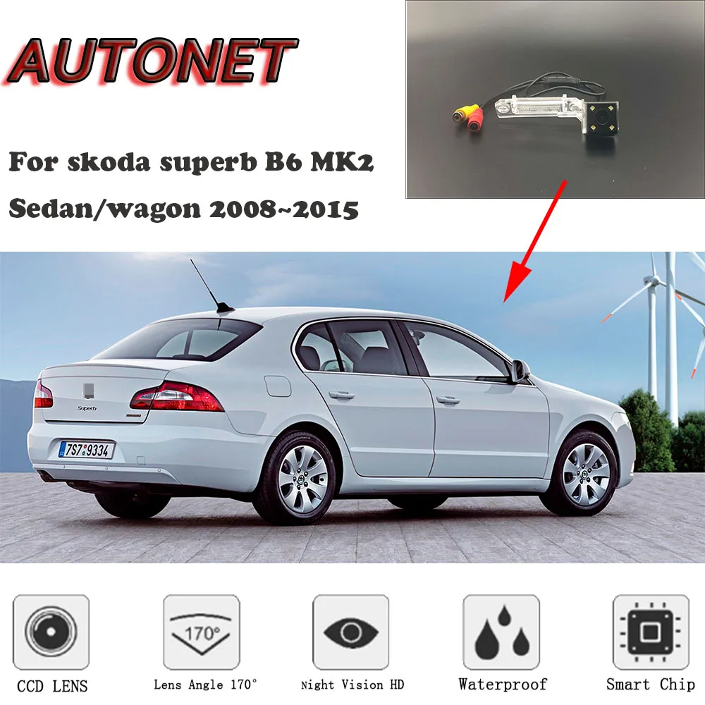 Kamera noktowizyjna AUTONET HD Night Vision dla skoda superb B6 MK2 Sedan/wagon 2008 ~ 2015/kamera cofania/kamera na tablicę rejestracyjną