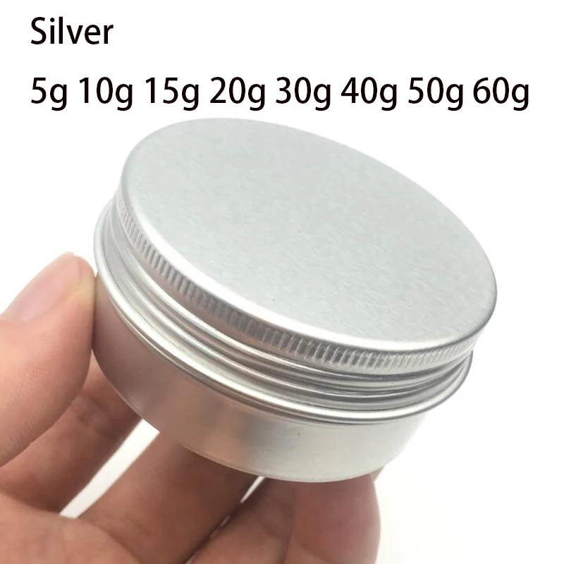 20 adet alüminyum teneke kavanozlar 5g 10g 15g 20g 30g 50g 60g Metal boş kozmetik yüz bakımı göz kremi dudak balsamı parlak ambalaj 15ml 30ml