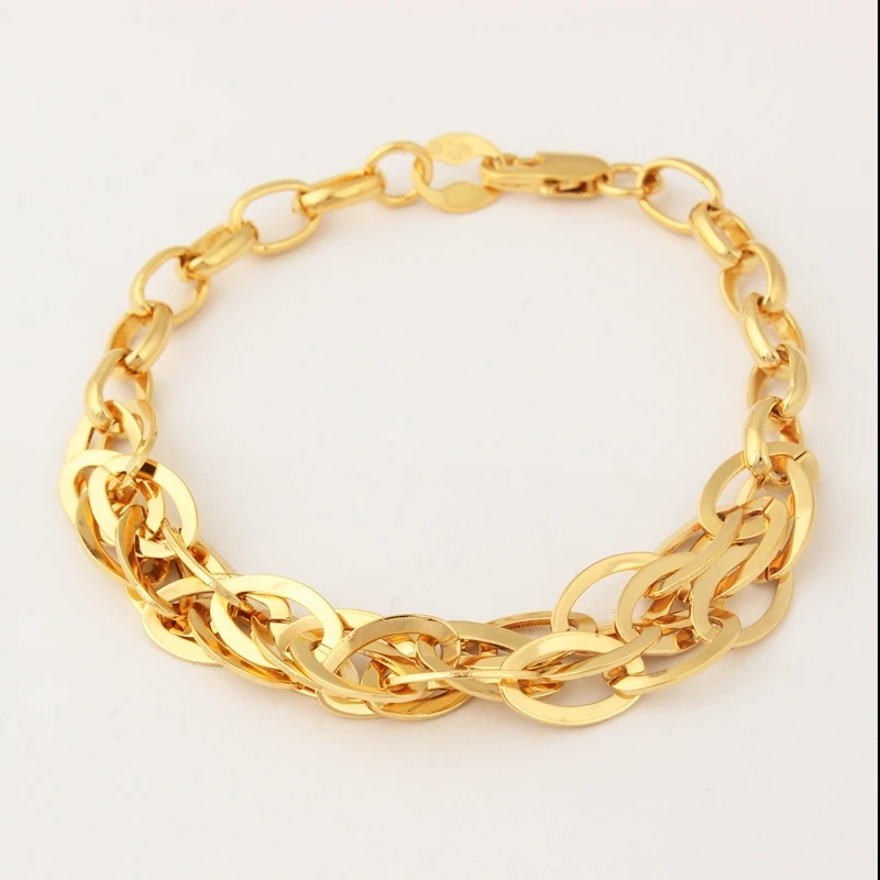 

New Arrival Gold Bracelet MenJewelry gold color Wide 15MM Link Chain Bracelet Wholesale