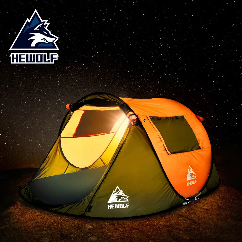 

Hewolf outdoor 3-4 Person fully automatic waterproof wild speed open tent camping sun protection camping tent