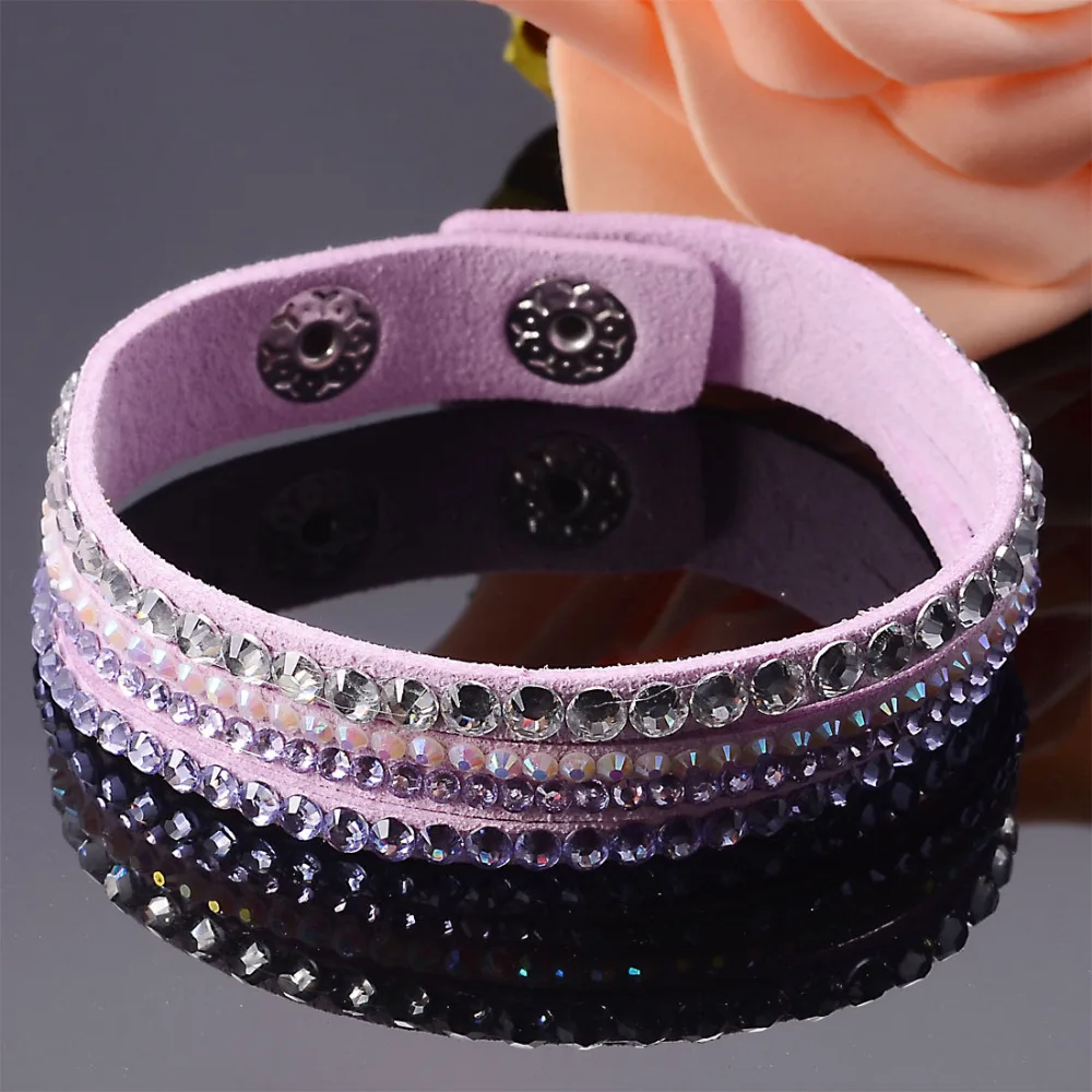 Miasol Multiple Straps Rhinestone Bling Crystal Women Girls Adjustable Bracelets