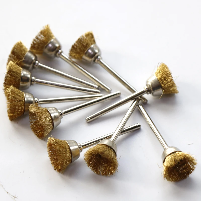 10PCS Brass Brush Wire Wheel Brushes Die Grinder Rotary Electric Tool for Engraver Dremel Rotary Tools Pen-shape Head