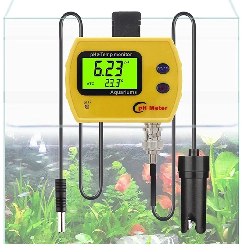 Online PH Monitor LCD Digital ph & TEMP Electrode Analyzer Acidimeter Aquarium Hydroponics SPA Drinking Water Quality Monitor