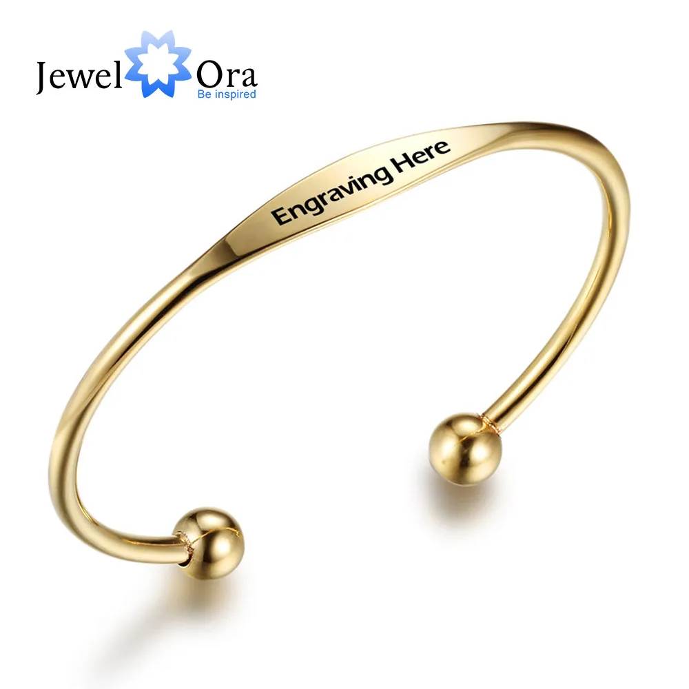 

Personalized Cuff Bracelets Stainless Steel Open Bangles Women Fashion Jewelry Female Charm Bracelet Gift(JewelOra BA101713)