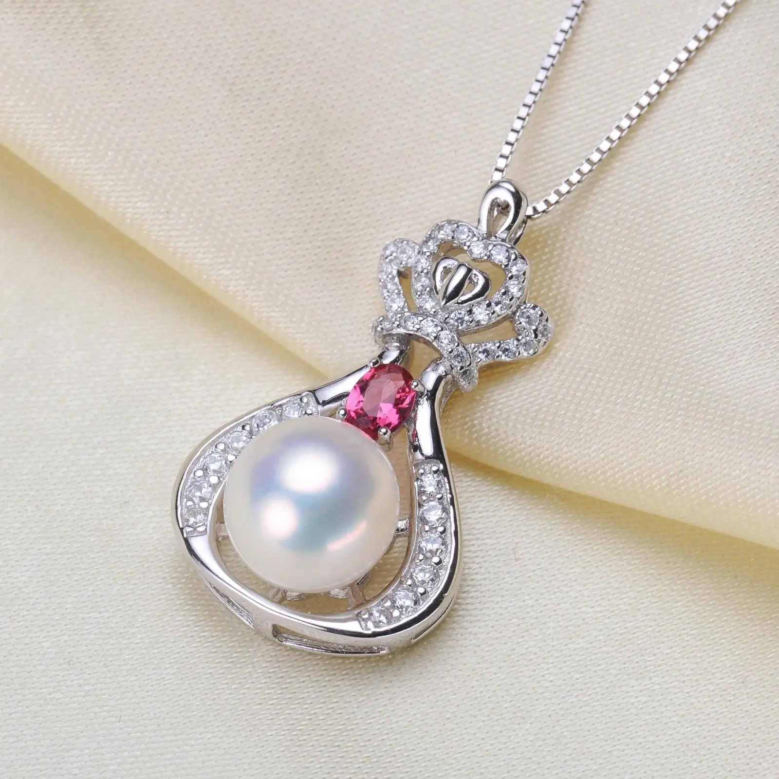 Elegant Classic Pearl Pendant Accessory S925 Sterling Silver Waterdrop Pearl Pendant Jewelry Findings 3Pcs/Lot