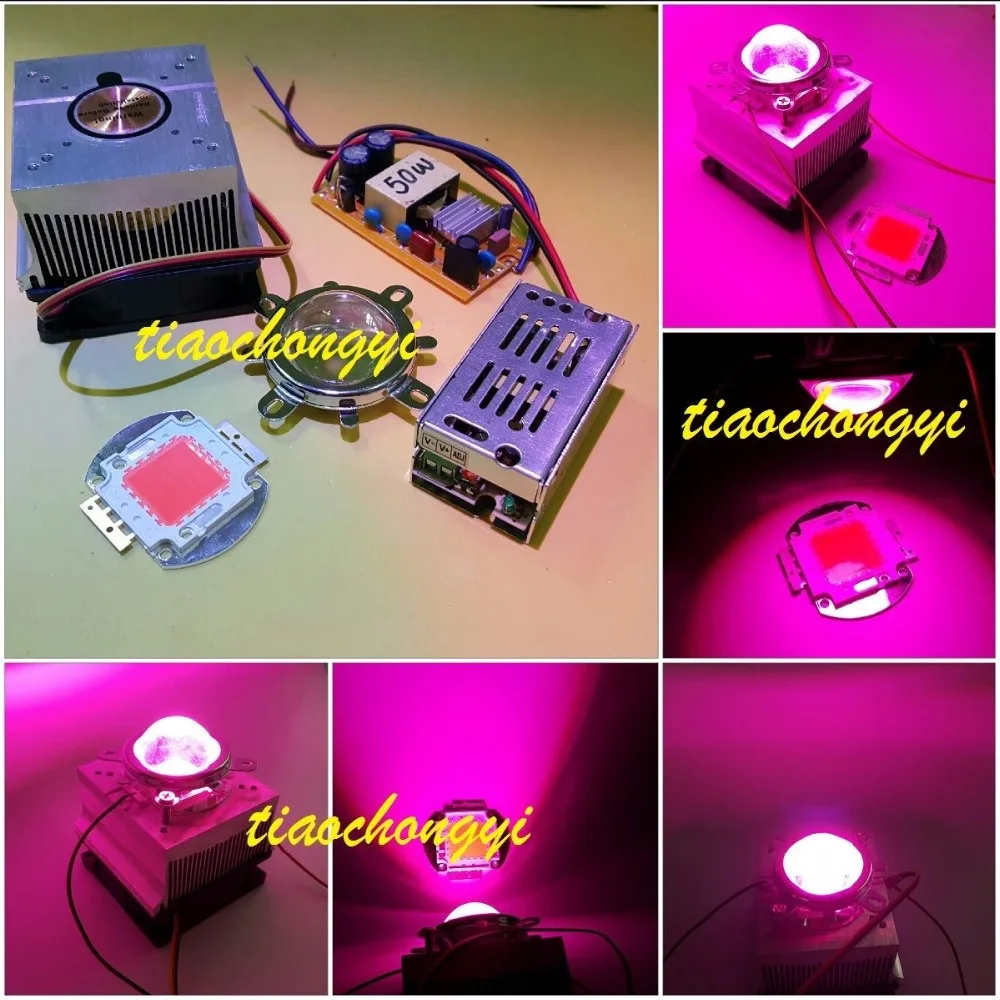 

50W DIY led grow light 380-840nm kit,chip,driver,heatsink,cooling fan ,led lens