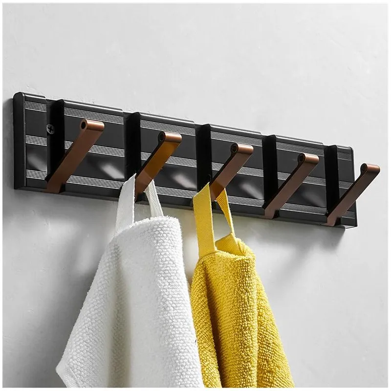 Perchero plegable de aluminio para ropa, gancho de pared para colgar ropa, accesorios de baño, sin clavos ni clavos