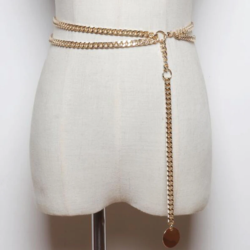 

Sexy Women Punk Metal waist long Fringe gold chain dress Fashion personality belt hip hop style female belts femme accessories