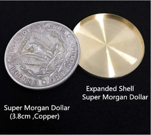 

2pcs Super Morgan Dollar Expanded Shell Magic Tricks Appearing Disappearing Coin Magia Close Up Accessories Gimmick Props