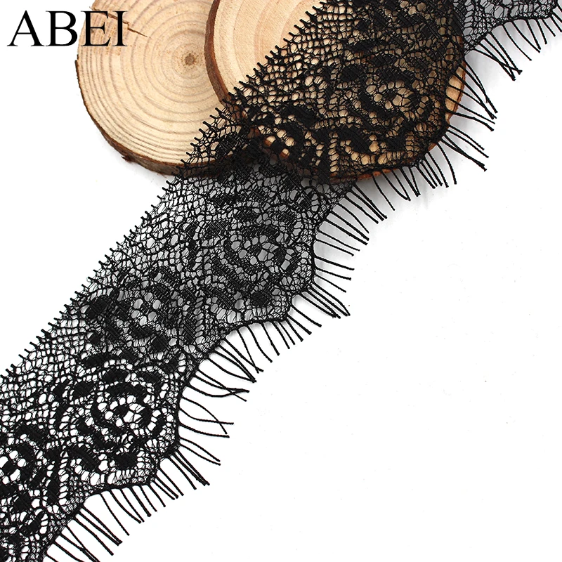 5cm Quality French Eyelash Lace Fabric Embroidery Black Lace Ribbon Trims DIY Wedding Party Dress 3 Meters Lace Supplier