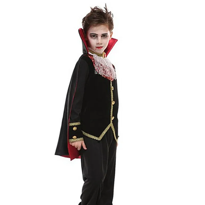 Kids Children Halloween Dracula Costumes Boys Vampire Scary Cosplay Carnival Purim Masked Ball Masquerade Horrible Party Dress