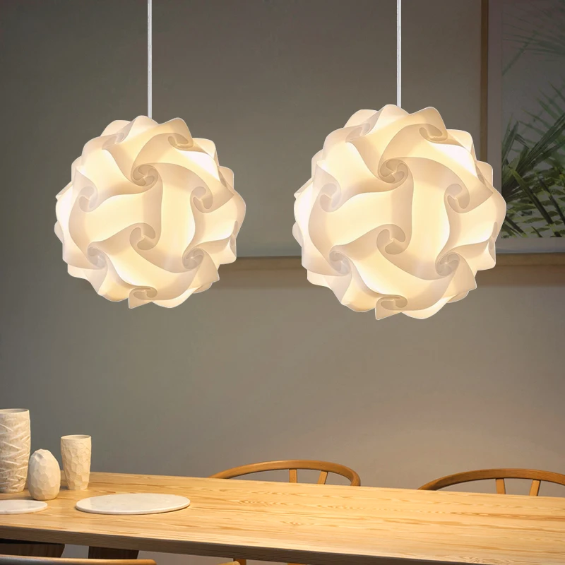 

DIY IQ Jigsaw Pendant Lights White E27 30cm/40cm Modern PP Plastic Decorative Illumination Lamp 110-240V