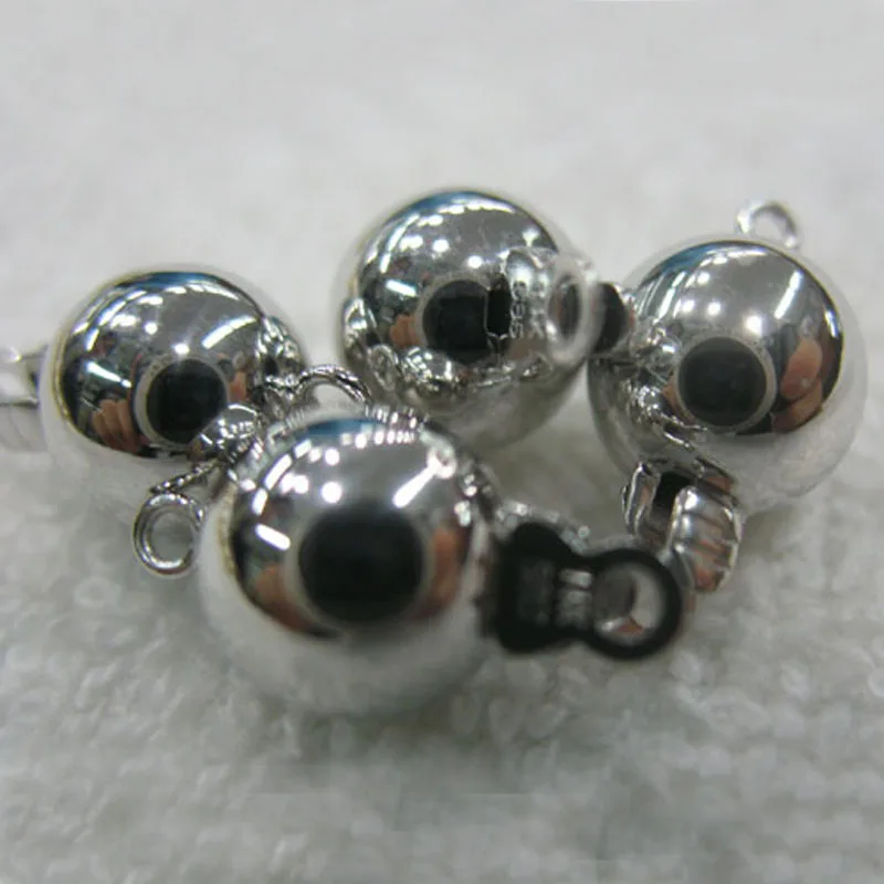 10mm 14K White Solid Gold Smooth Ball Shaped Jewelry Clasp