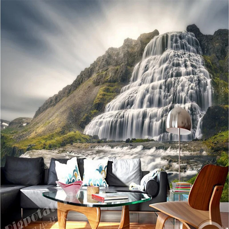 

wellyu Custom Photo Wallpaper Wallpaper Beautiful Fresh Mountain Waterfall Landscape Garden Art TV Background Wallpaper