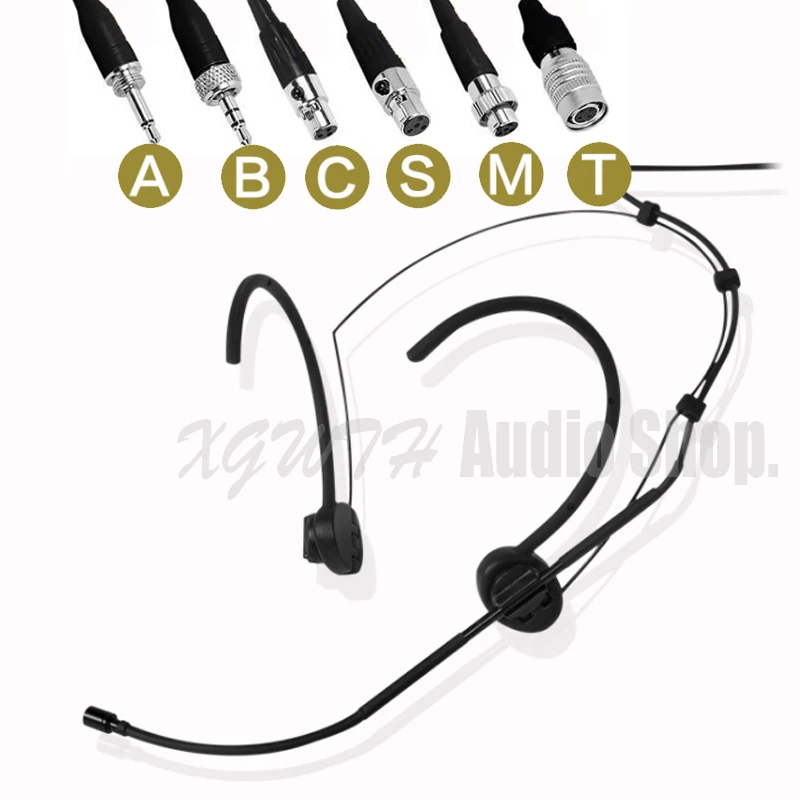 Complexion Foldable Head Wearing Dual Hook Head Headset Microphone Condenser Mic For Shure AKG Sennheiser Wireless Mic System