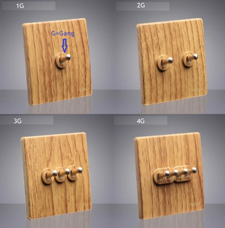 PC Panel Wall Toggle Switch Brass Knob 86MM Type General 1G 2G 3G 4G Black Grey White Walnut Maple Retro Vintage