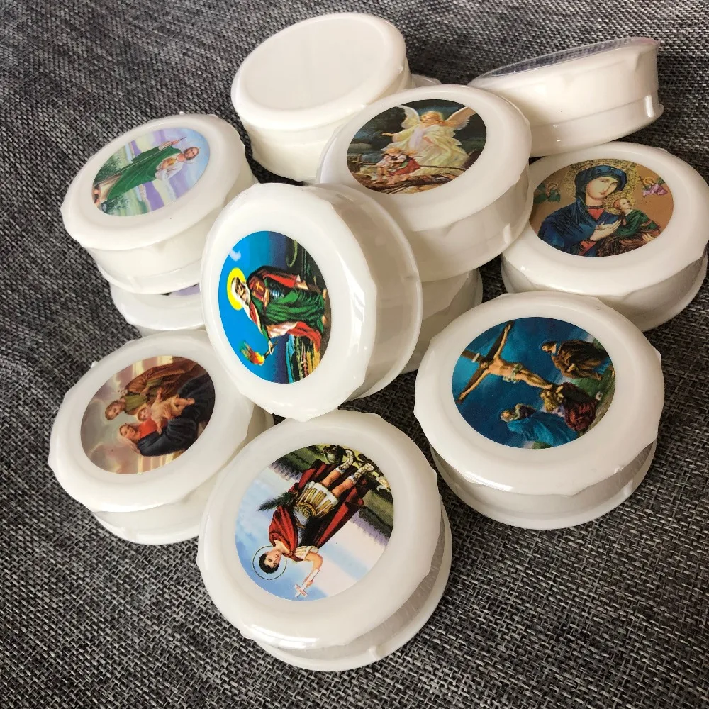 free ship 100pcs/ctn white plastic rosary box,round gift box with Catholic icons for 7mm bead rosary